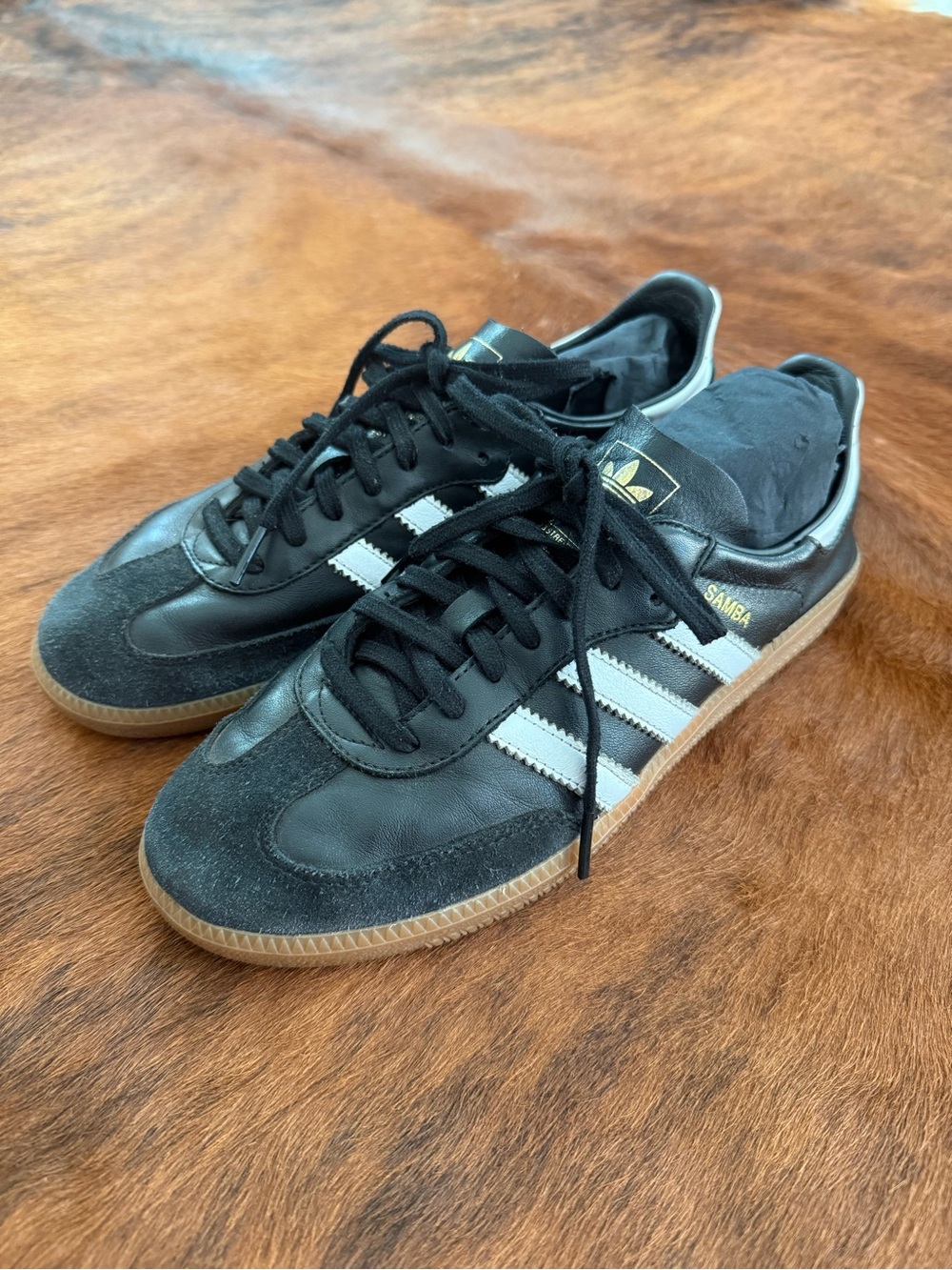 adidas Samba Black with White Stripes and Gum Sole
